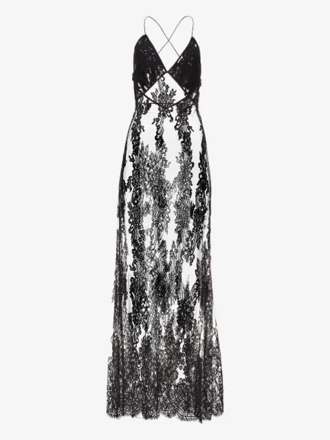 IL VOLO Naya sheer-lace maxi dress