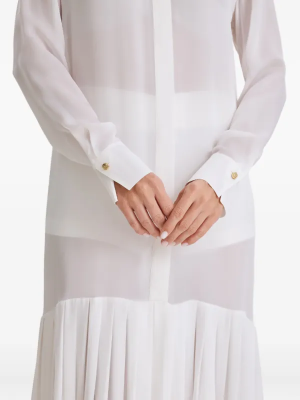 open lace back dress Off White Pleated Front Detail Midi Dress main image 1