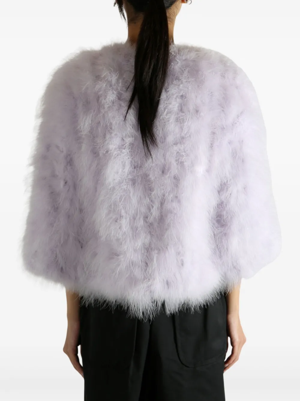 Yves Salomon Feather Jacket In Gray