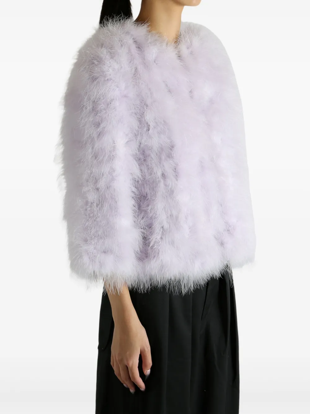 Yves Salomon Feather Jacket In Gray