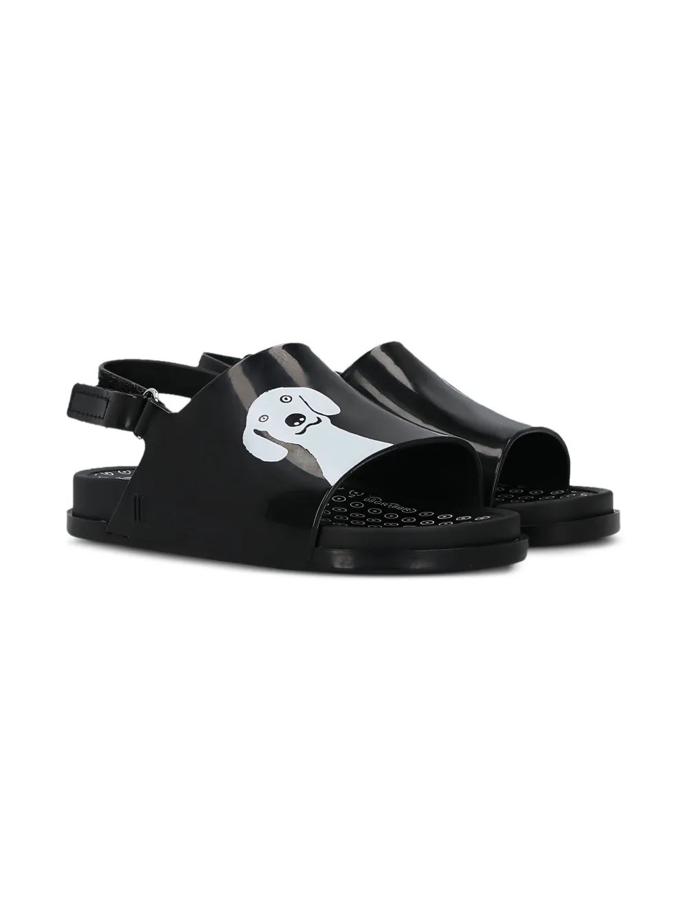 Melissa x10 CORSO COMO dog-print slingback sandals Black