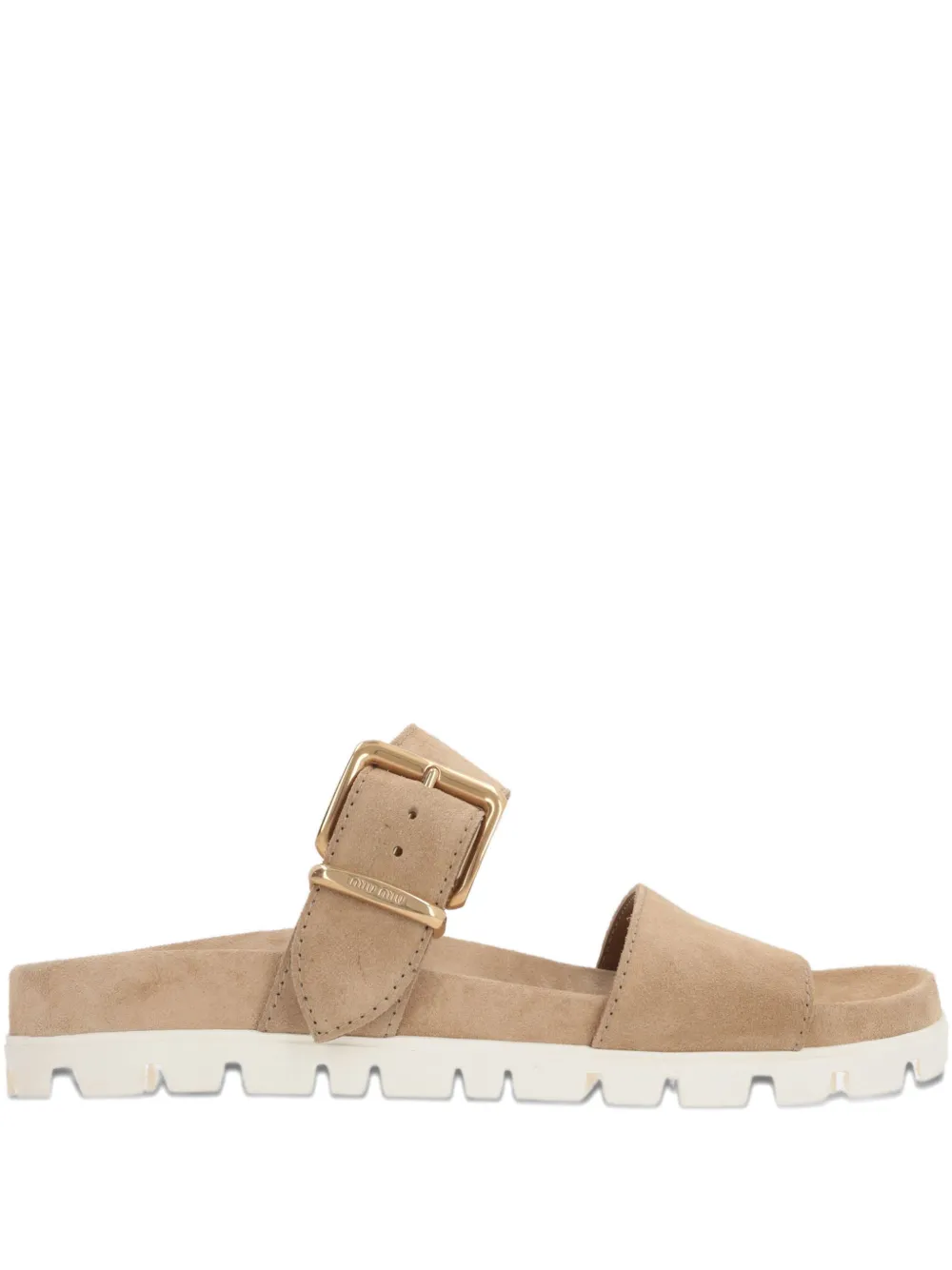 Miu buckled-strap suede sandals Neutrals