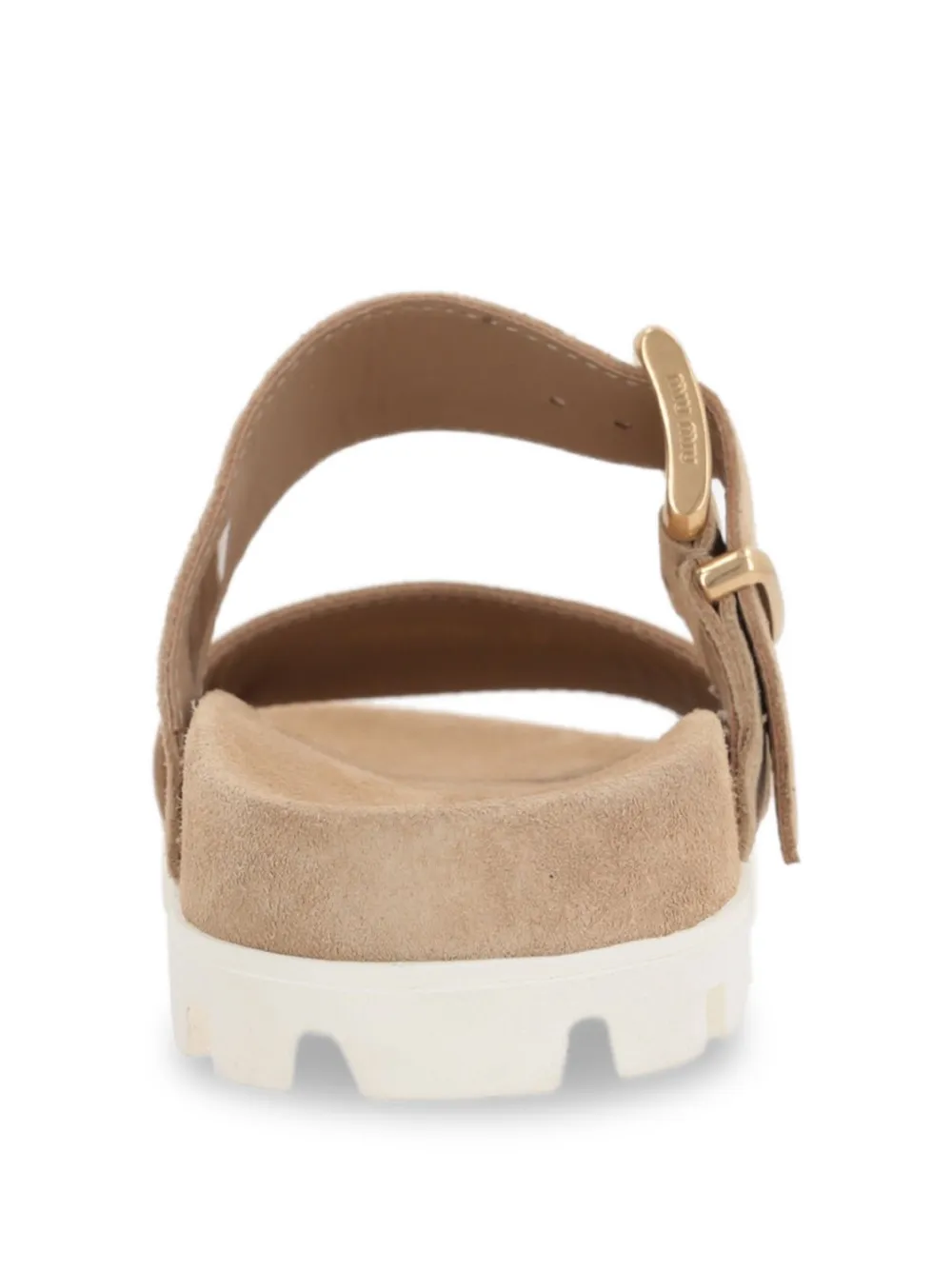Miu Suède sandalen met gespbandje Beige