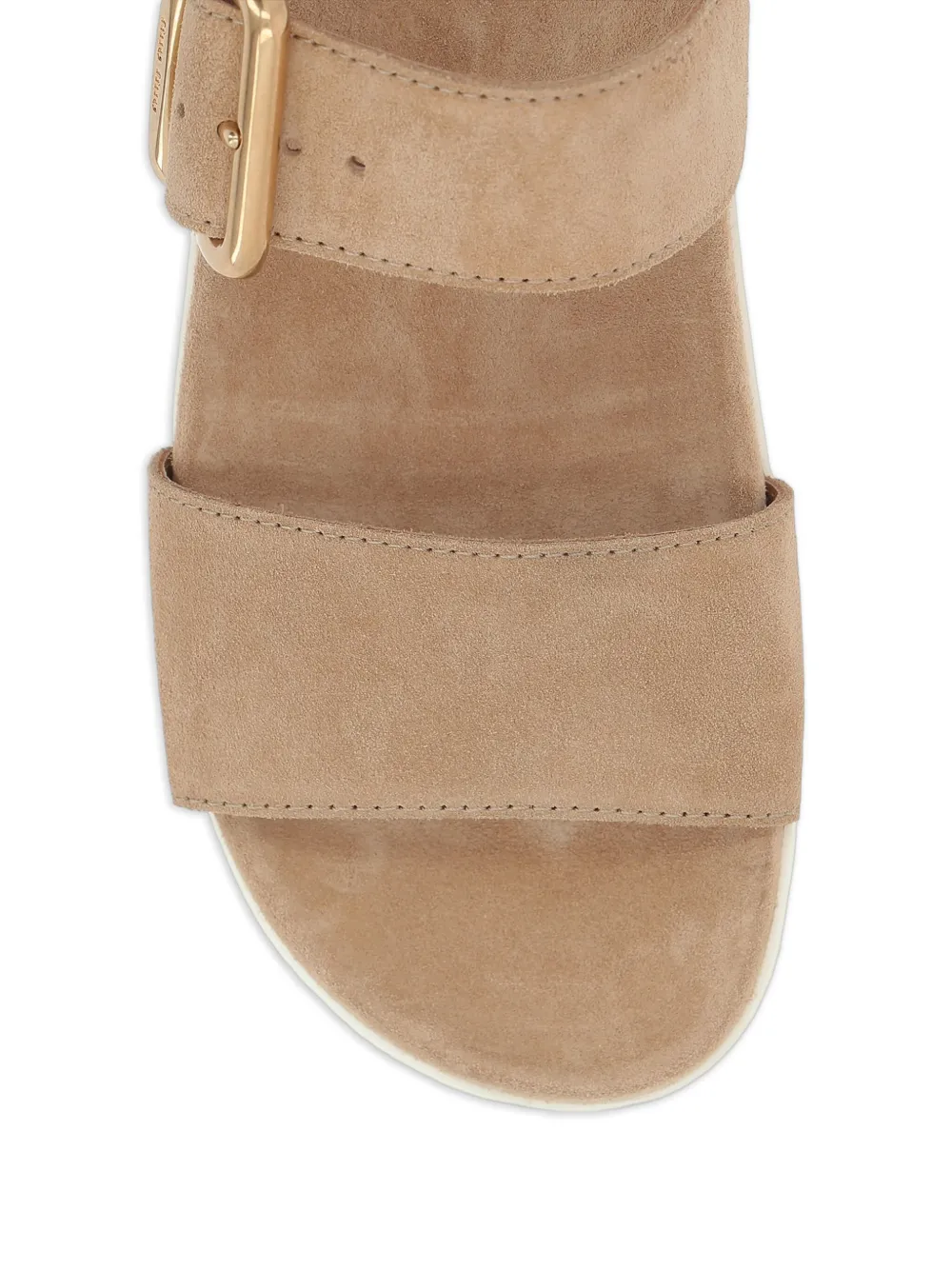 Miu Suède sandalen met gespbandje Beige