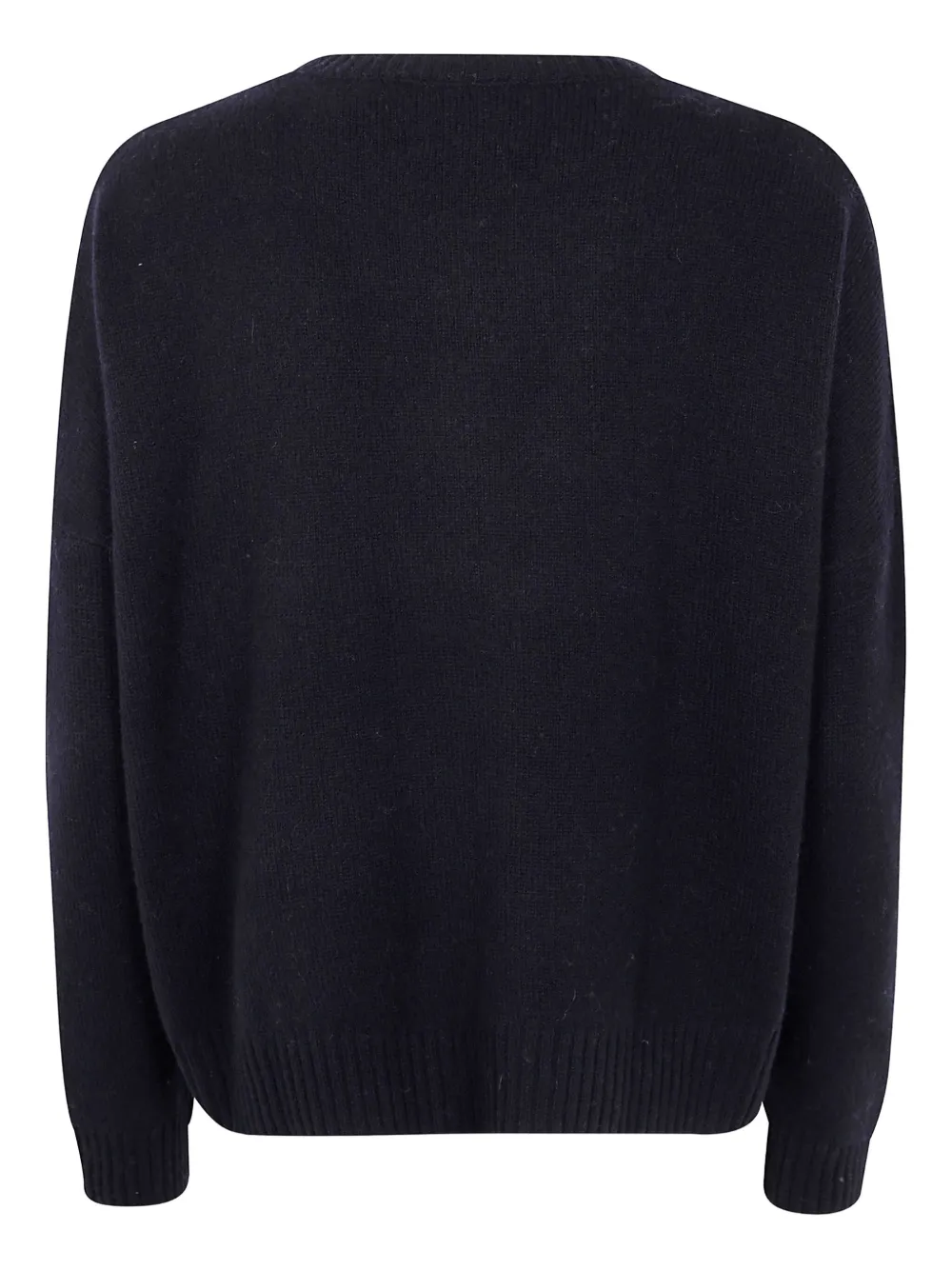 Kujten Amelie Long Sleeve Crew Neck Knit Sweater In Black