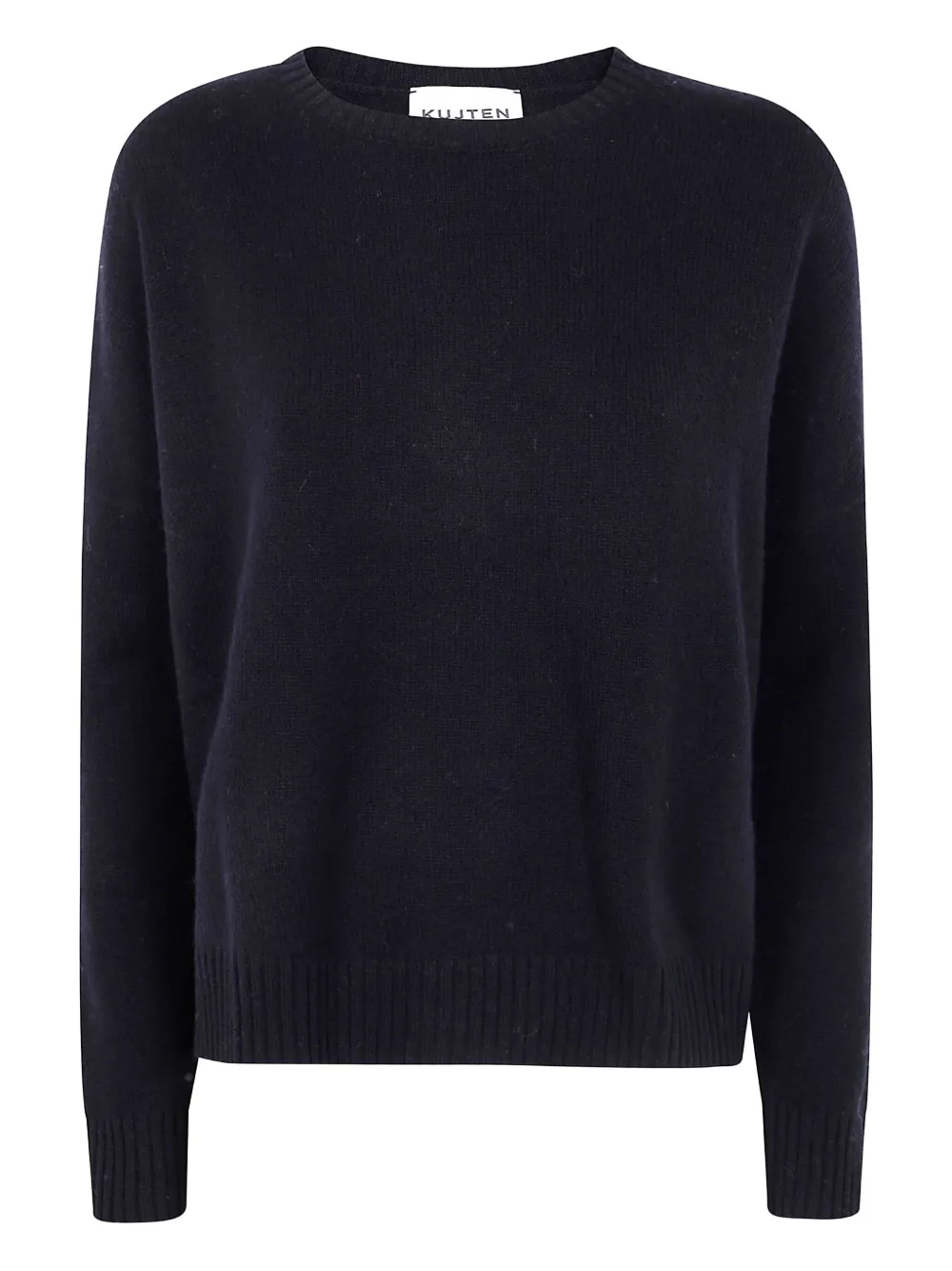 Kujten Amelie Long Sleeve Crew Neck Knit Sweater In Black