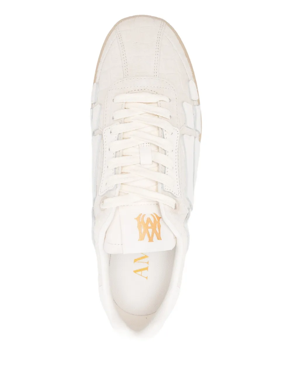 Amiri Pacific Bones Crocodile-effect Suede Sneakers In Neutral