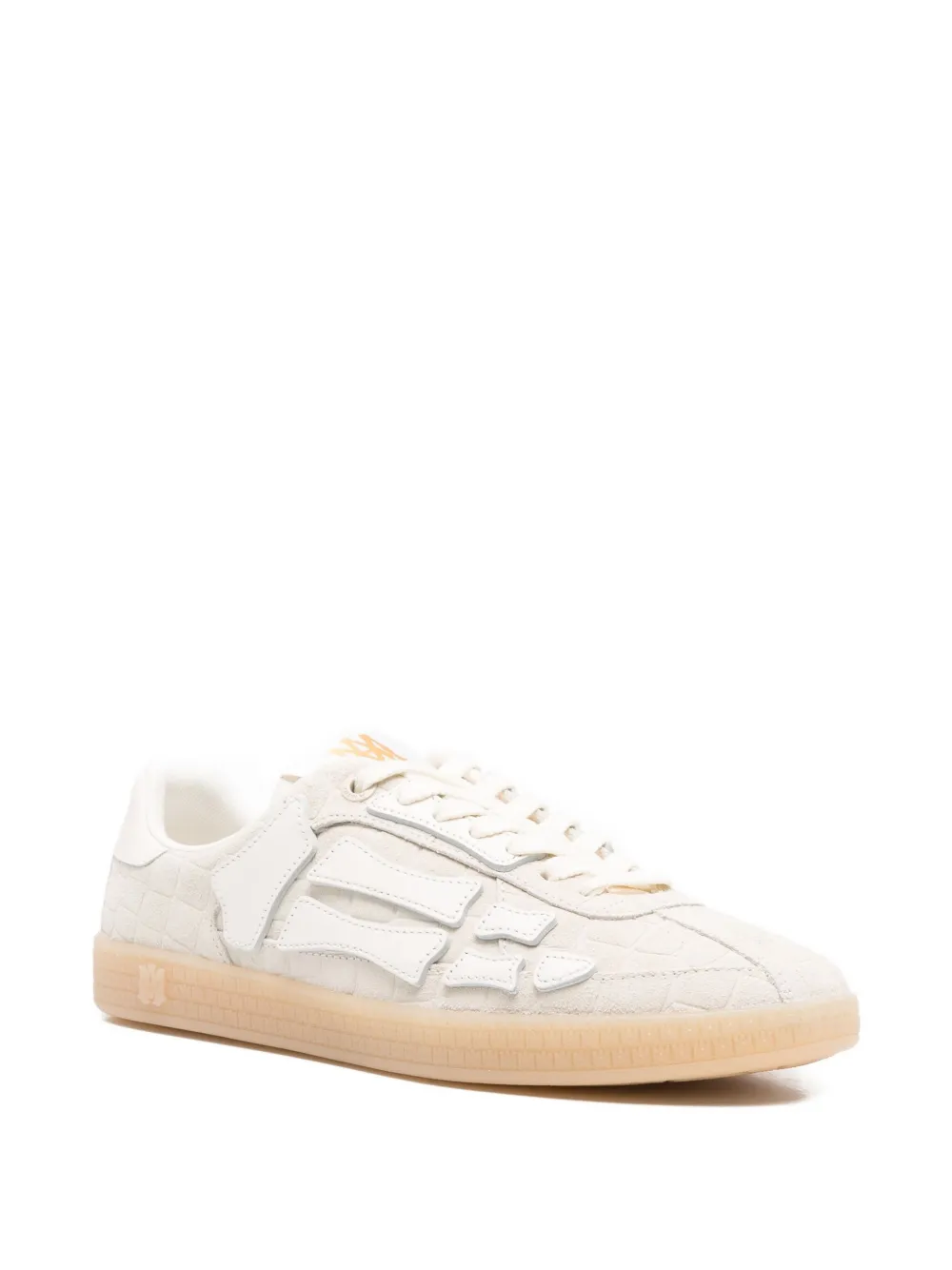 Amiri Pacific Bones Crocodile-effect Suede Sneakers In Neutral