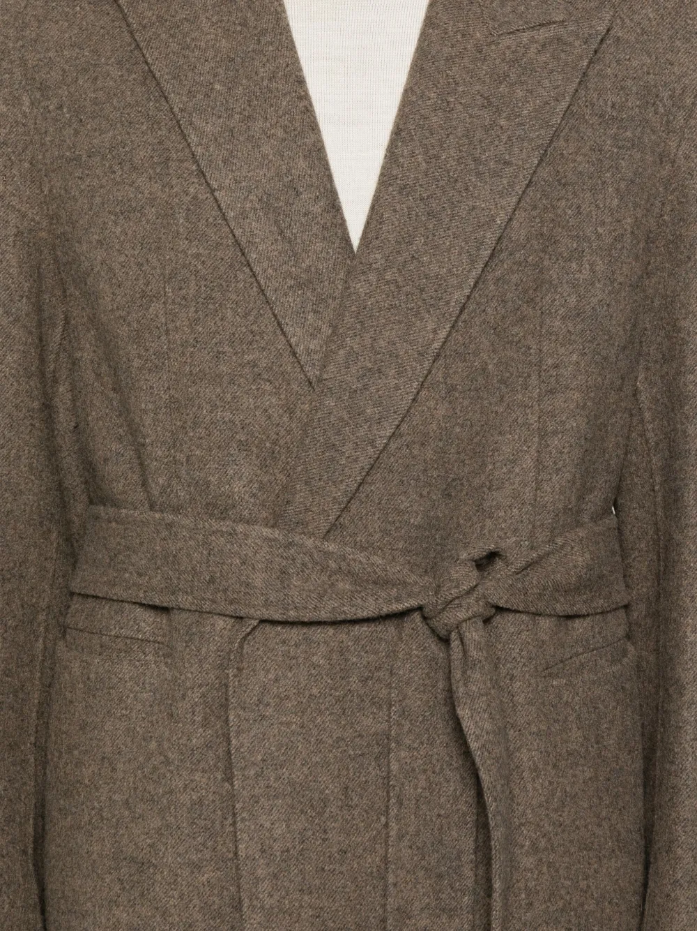 Tonywack Belted Wrap Coat In Brown
