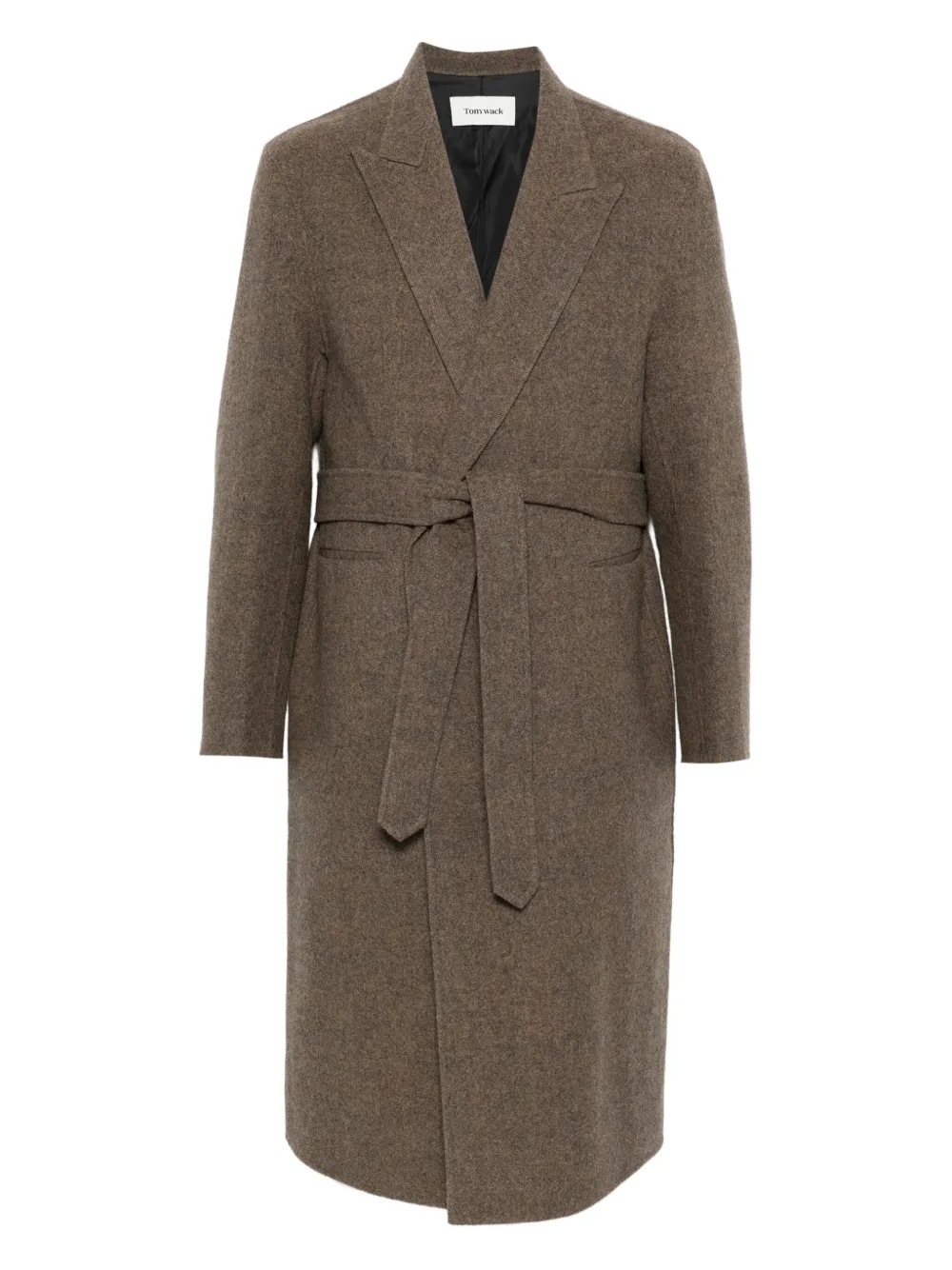 Tonywack Belted Wrap Coat In Brown