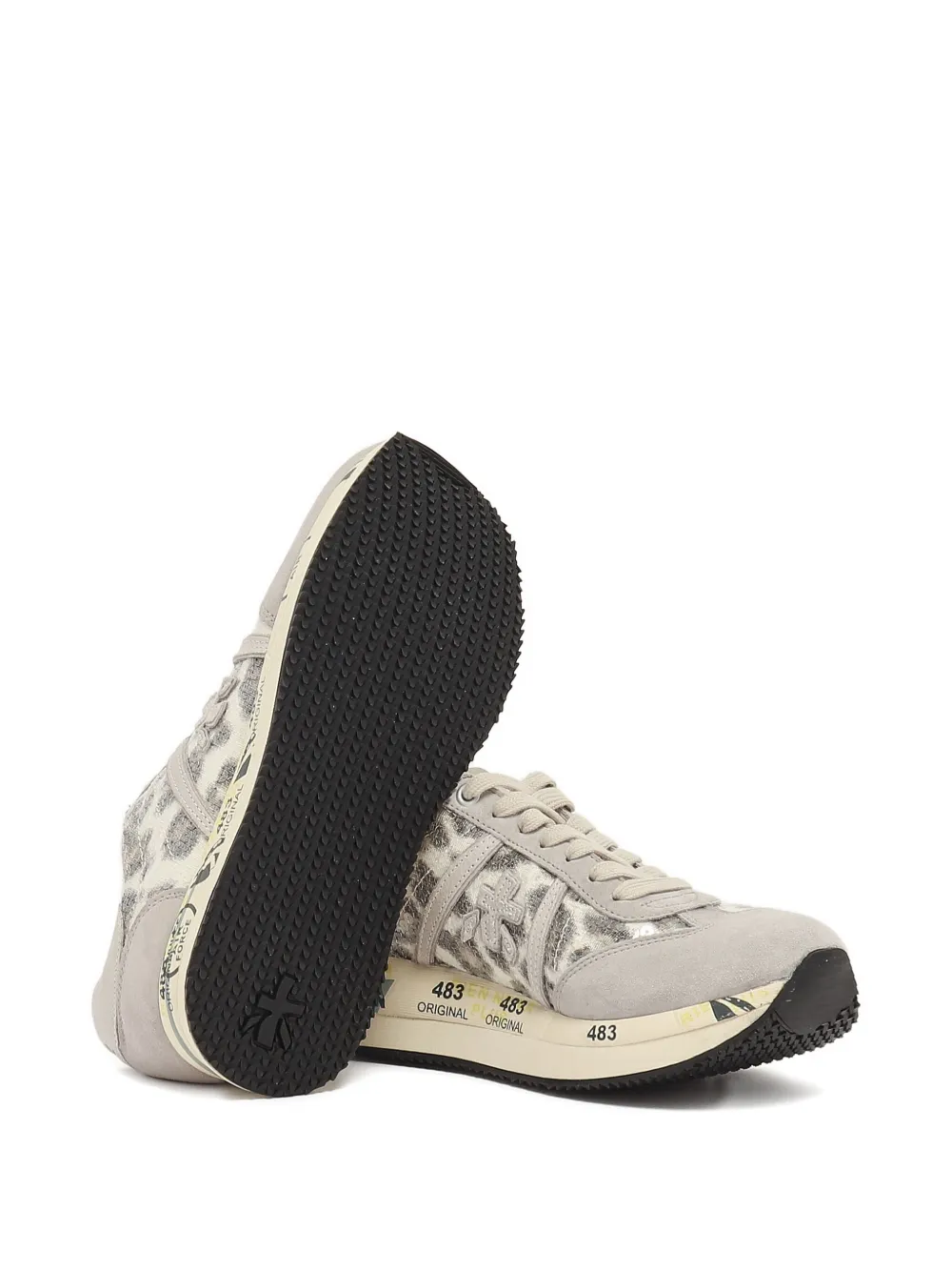 Premiata leopard-print suede sneakers Grey