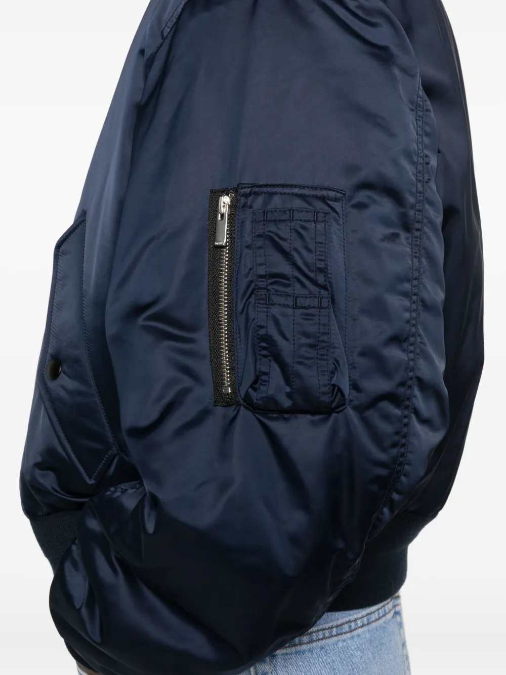 Tonywack Zip-front Patch-pocket Bomber Jacket In Blue