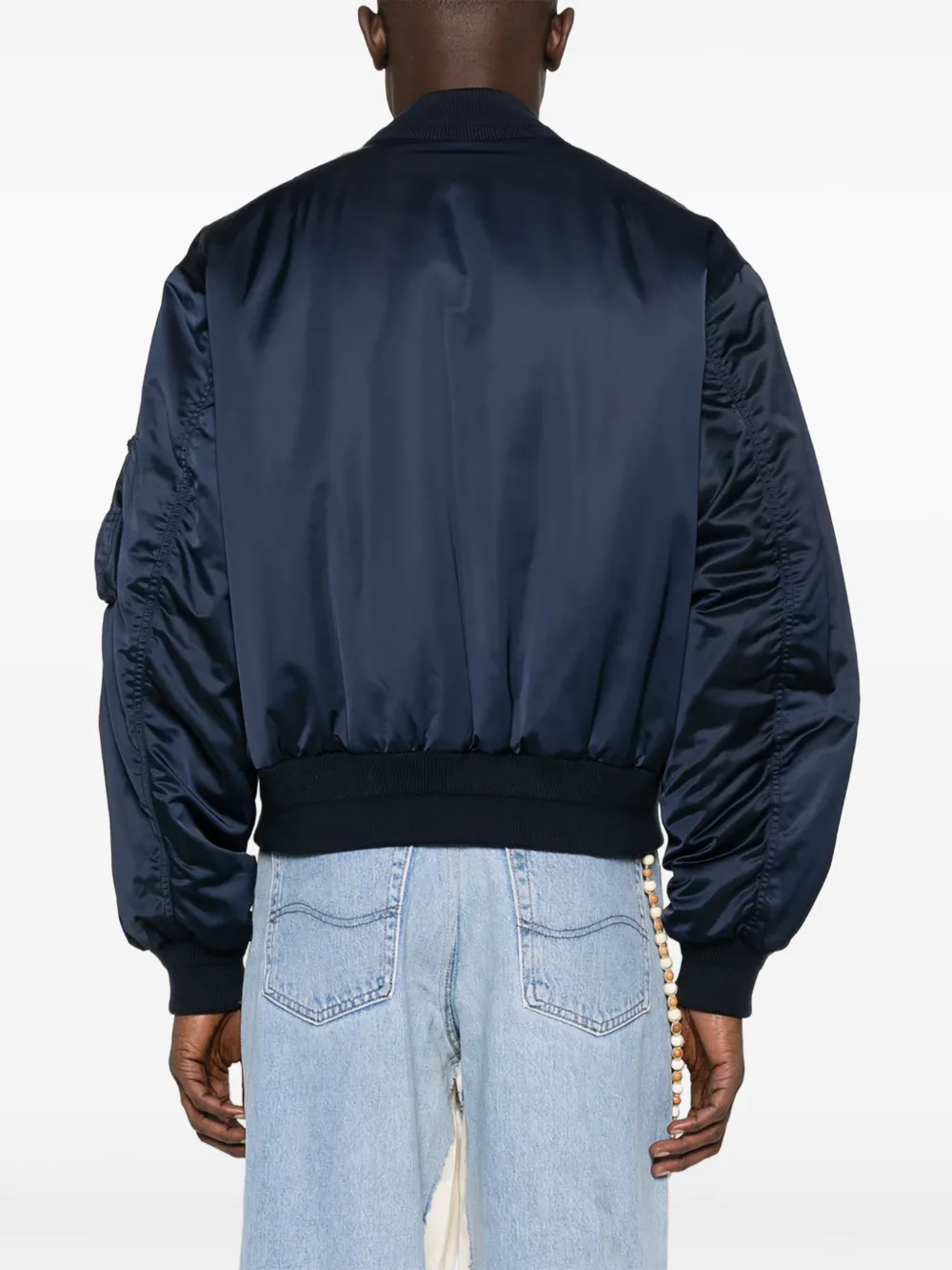 Tonywack Zip-front Patch-pocket Bomber Jacket In Blue