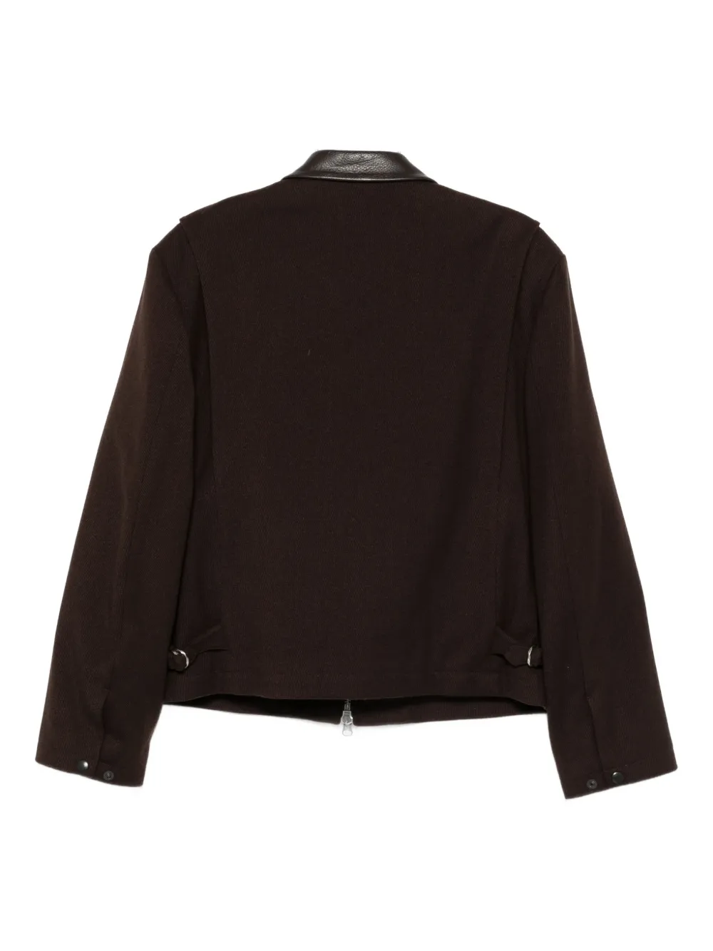 Tonywack Leather-collared Zip-front Jacket In Brown