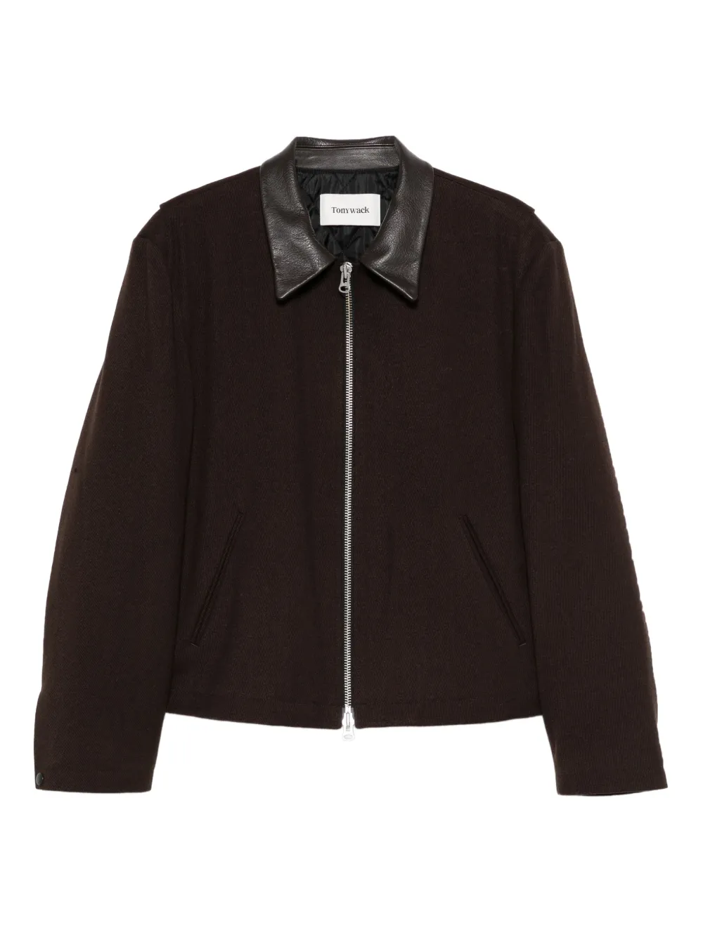 TONYWACK leather-collared zip-front jacket | Brown | Image 1