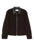 TONYWACK leather-collared zip-front jacket - Brown