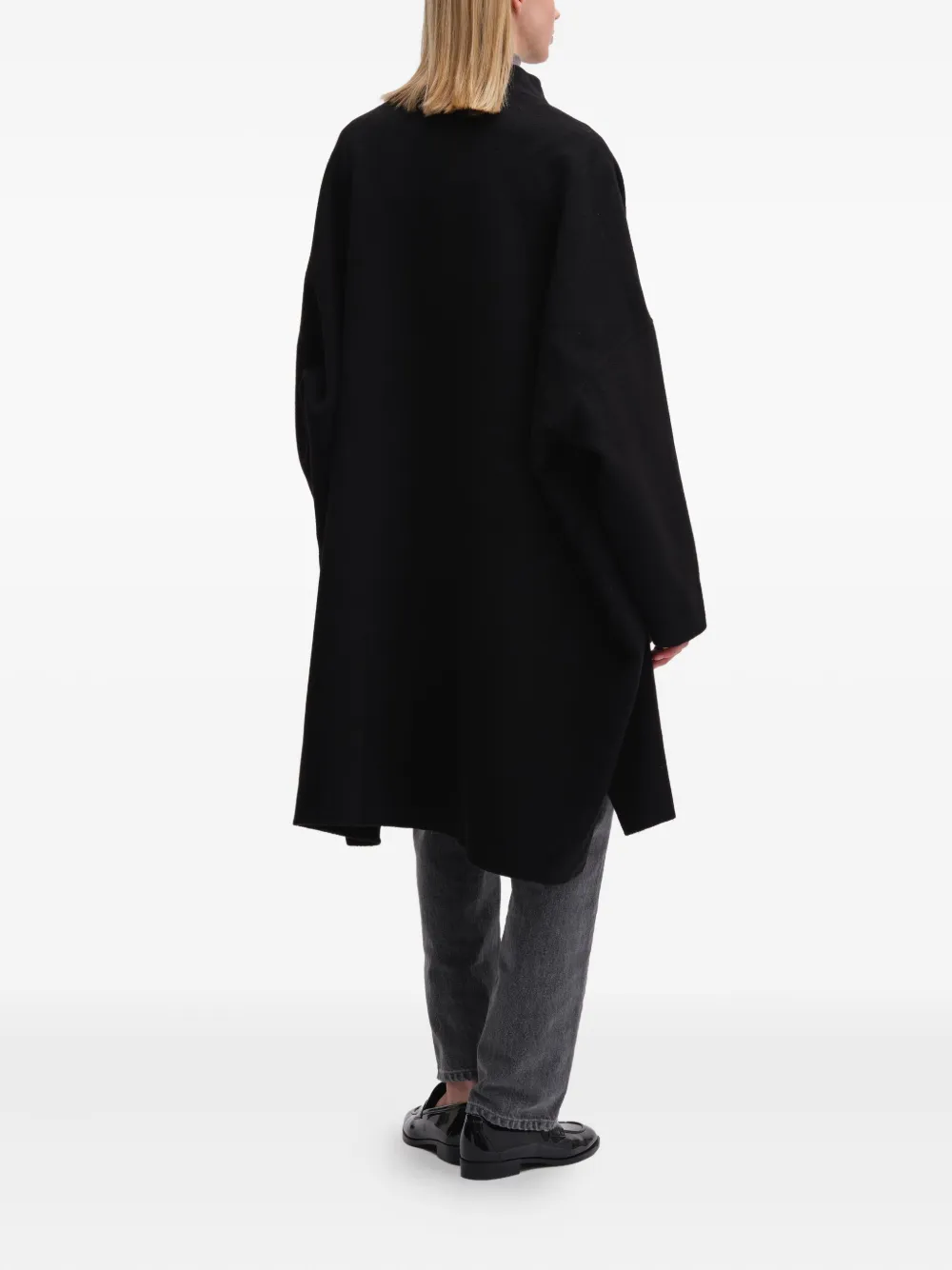 Remain Birger Christensen Drapy Draped Wool Coat In Black