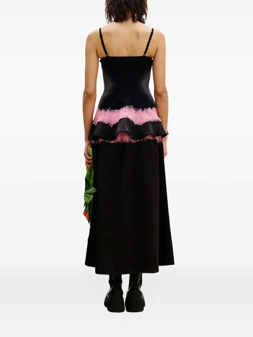 Ph5 Needle-punch Ruffled Skirt In Black