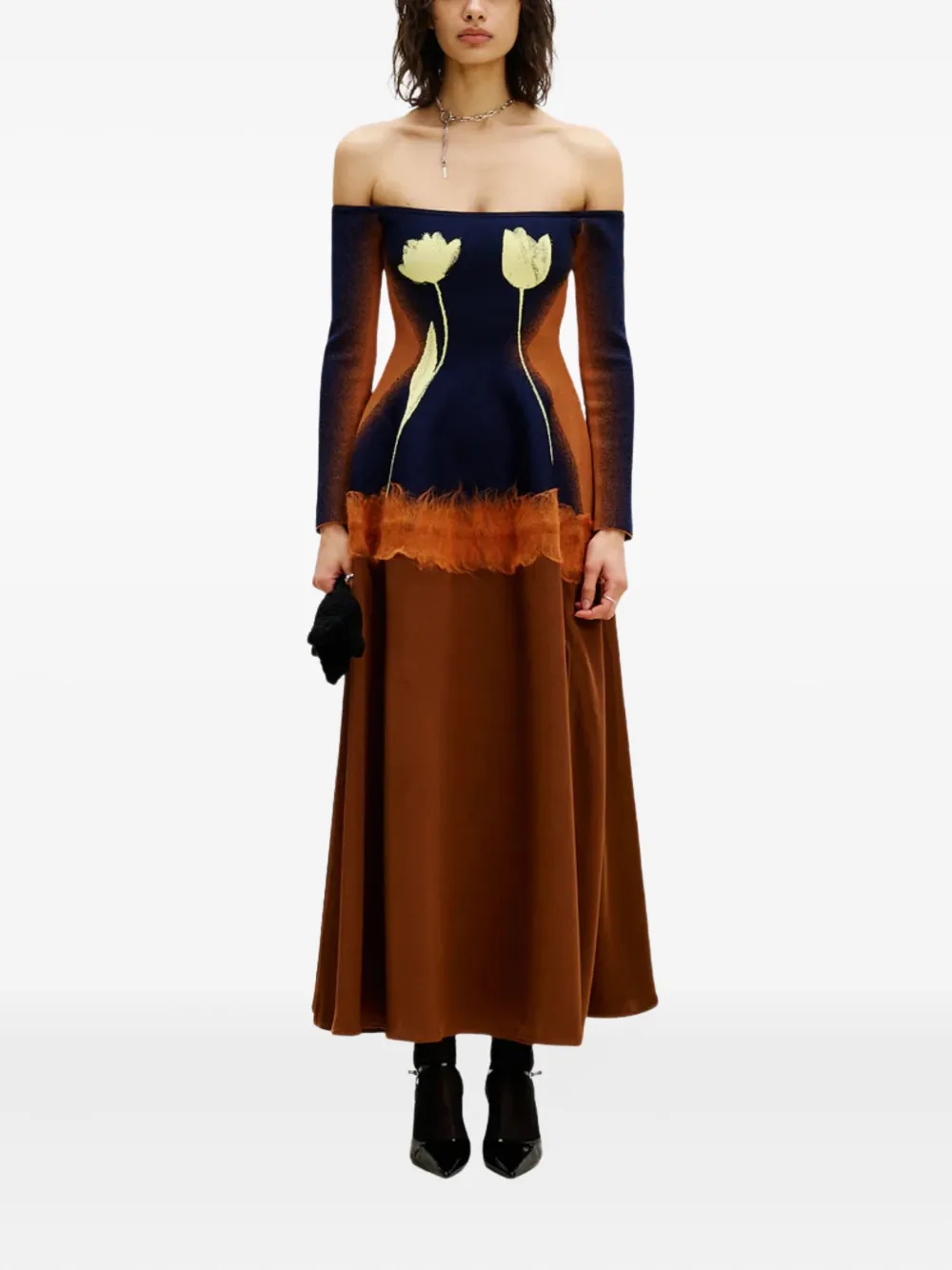 PH5 off-shoulder midi dress - Bruin