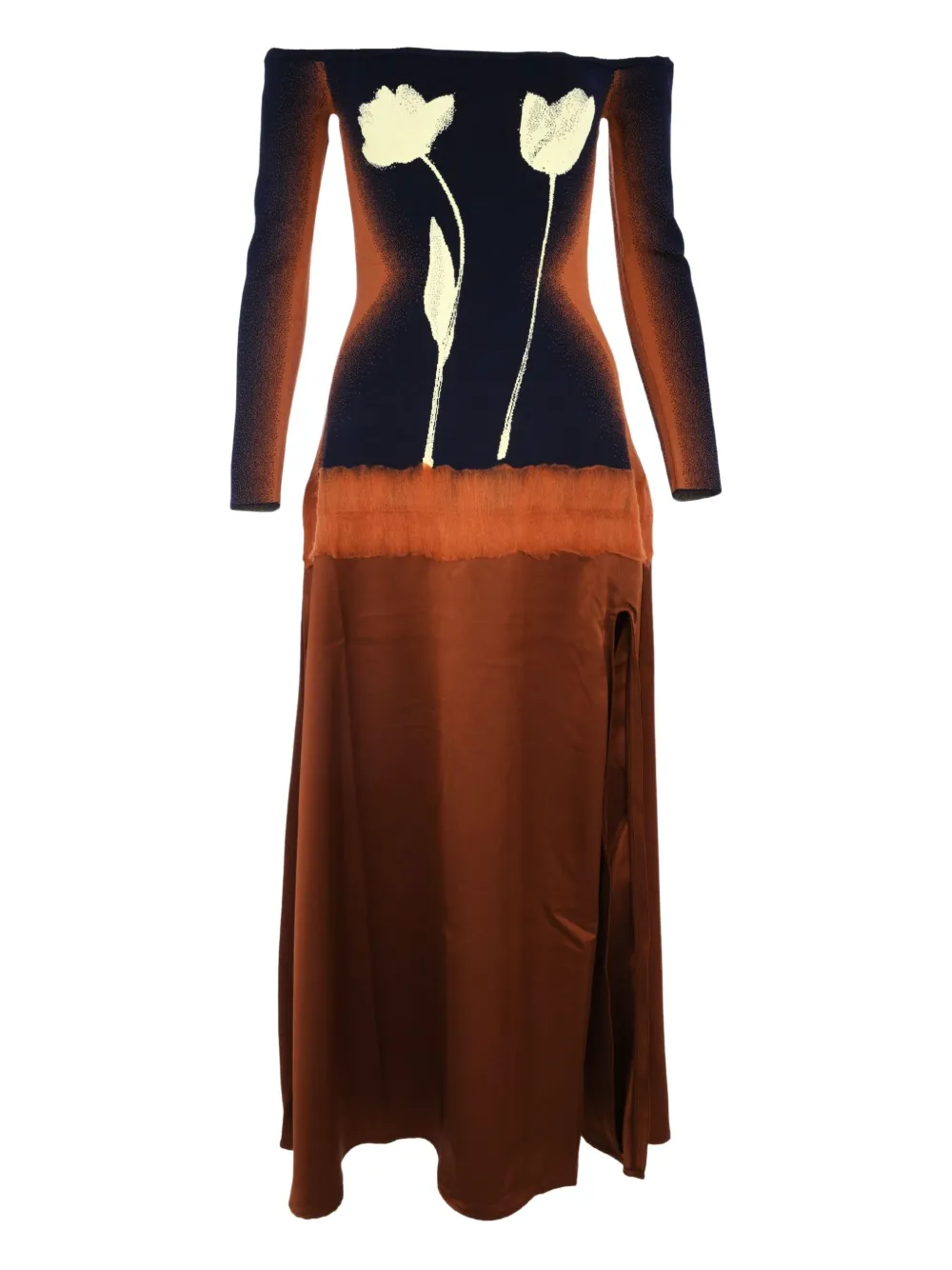 Ph5 Off-shoulder Midi Dress In Brown