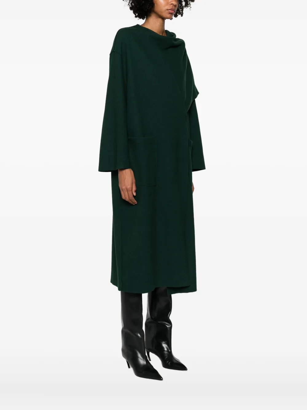 Niū Draped Coat In Green