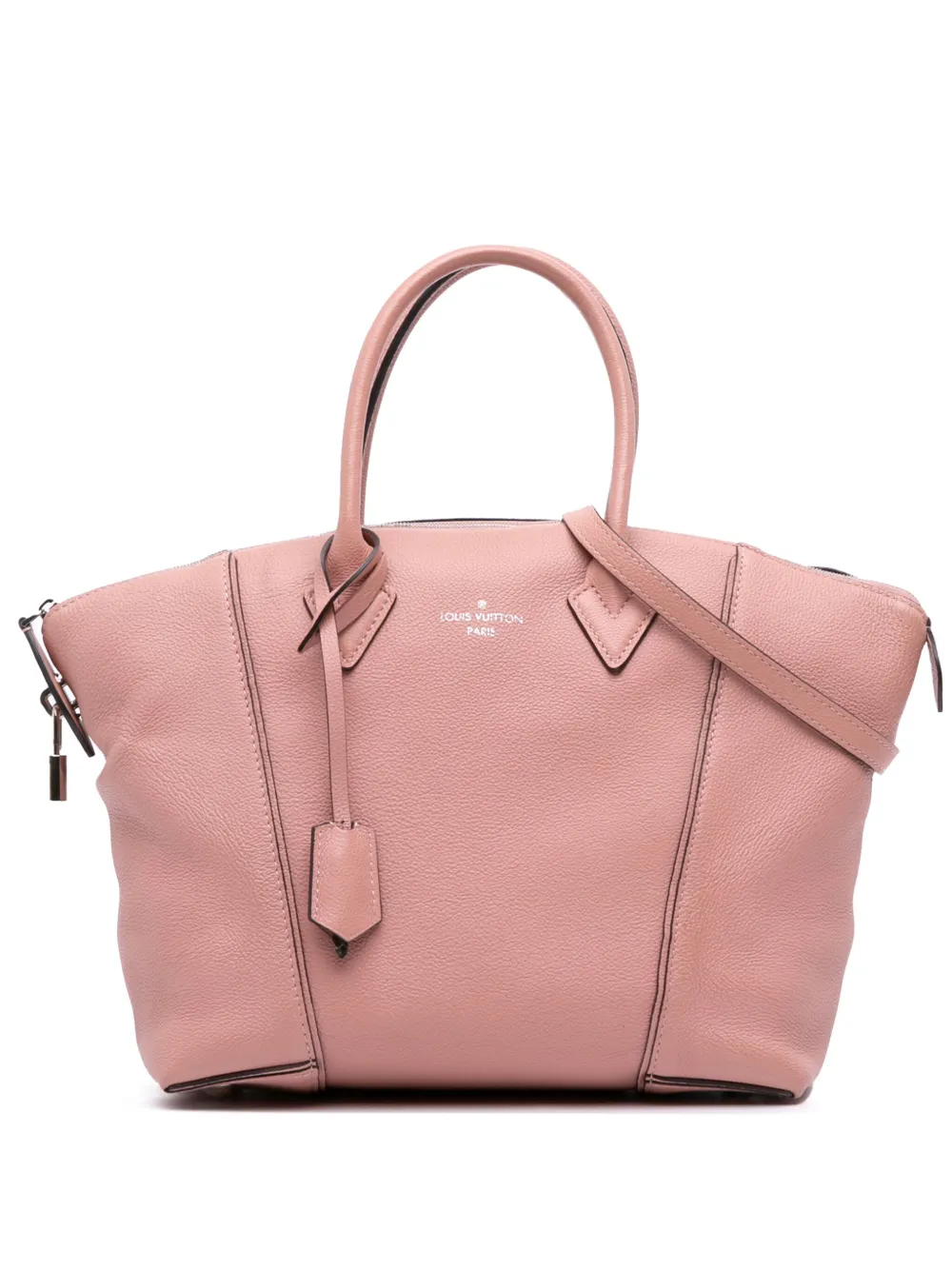 Pre-owned Louis Vuitton 2014-2025 Taurillon Soft Lockit Mm Satchel In Pink