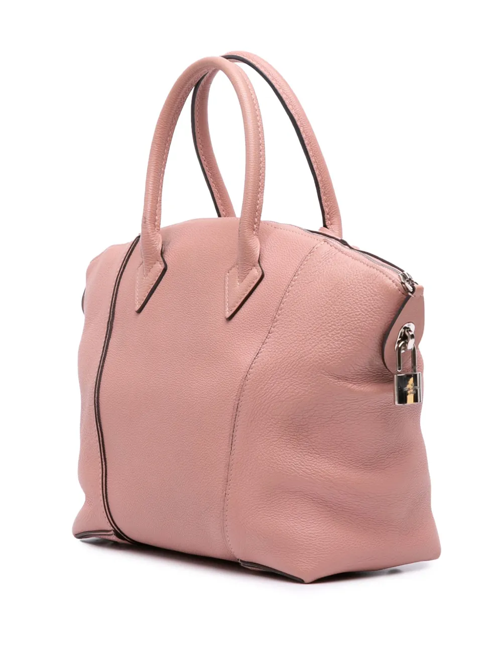 Pre-owned Louis Vuitton 2014-2025 Taurillon Soft Lockit Mm Satchel In Pink