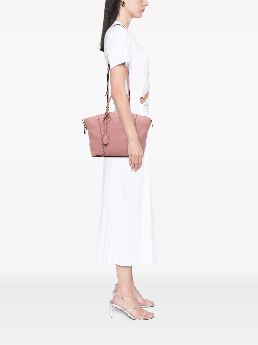 Pre-owned Louis Vuitton 2014-2025 Taurillon Soft Lockit Mm Satchel In Pink