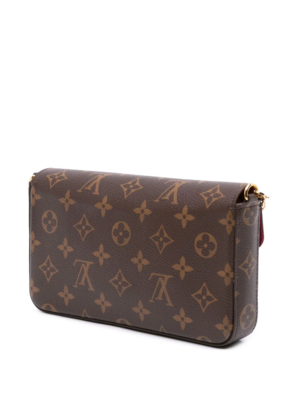 Pre-owned Louis Vuitton 2021-2025 Monogram Pochette Felicie Crossbody Bag In Brown