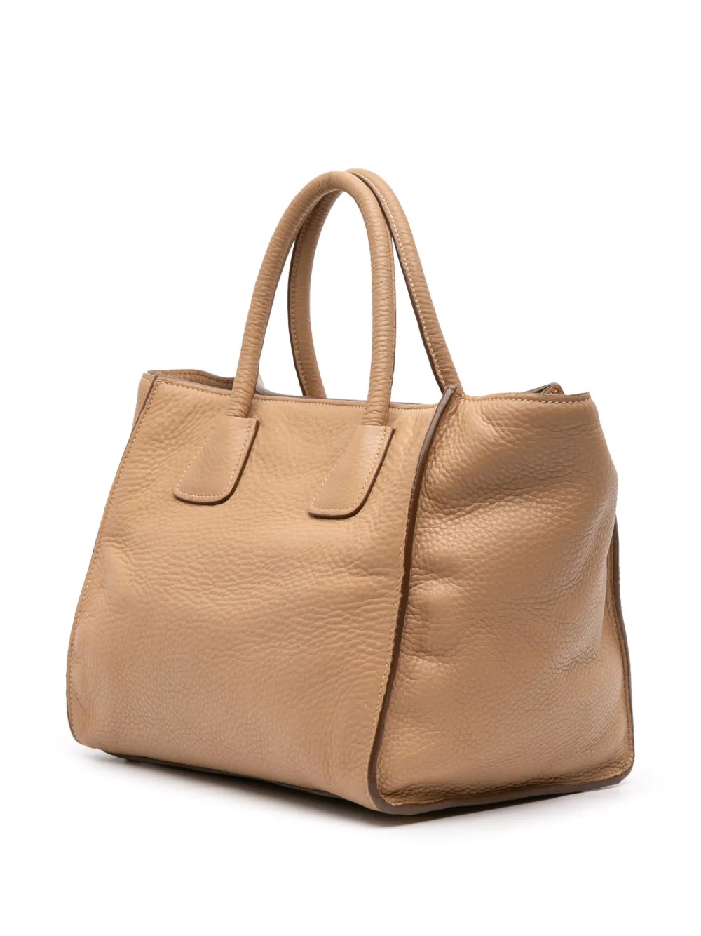 Pre-owned Prada 2013-2025 Vitello Phenix Shopping Tote Satchel In Brown