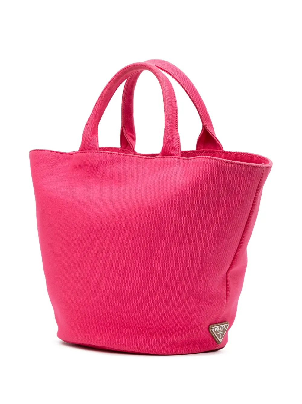 Pre-owned Prada 2013-2025 Medium Canvas Canapa Logo Convertible Shopping Tote Bag In Pink