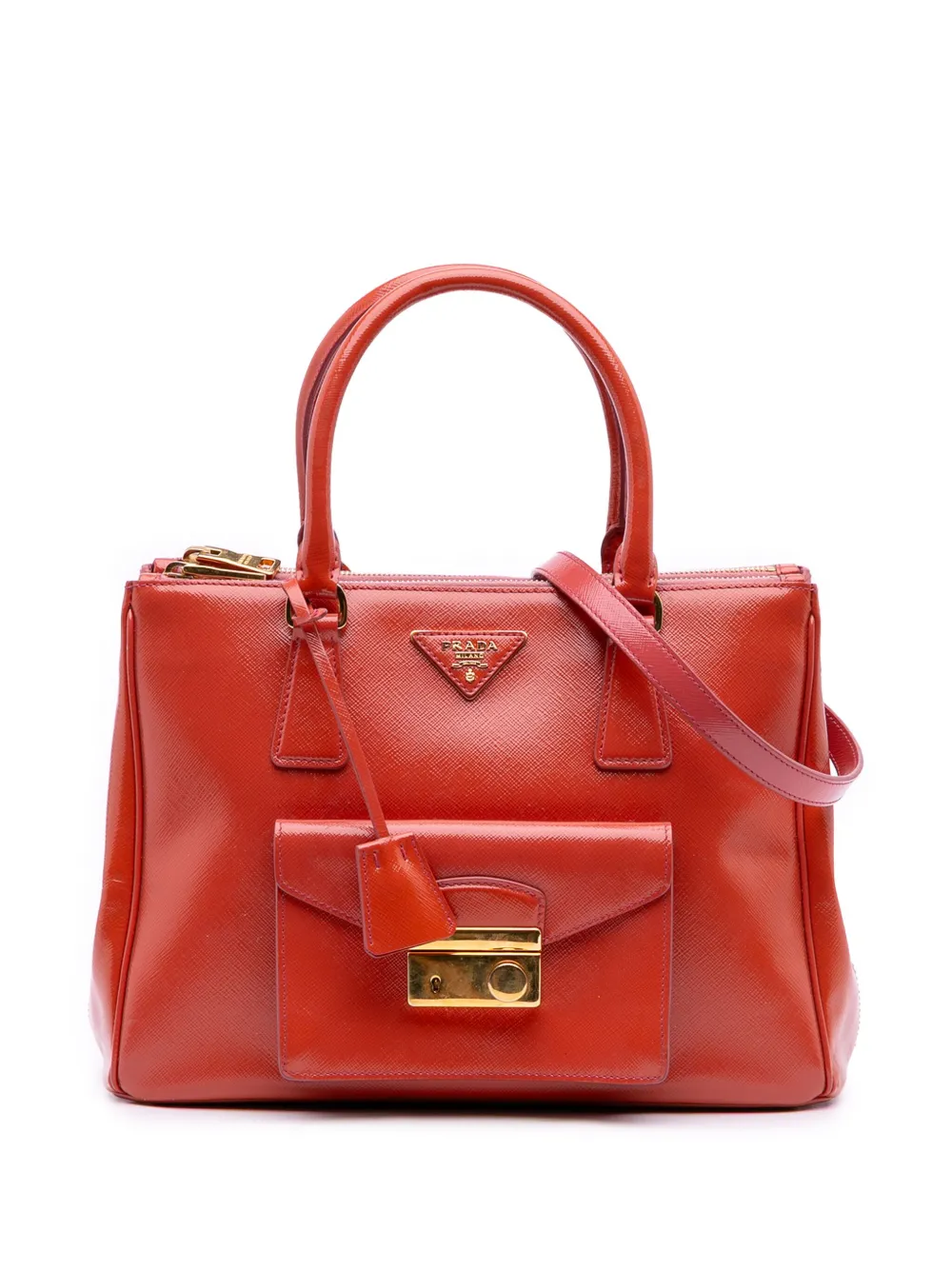 Prada Pre-Owned 2010-2025 Saffiano Vernice Front Pocket Galleria Double Zip satchel | Red | Image 1