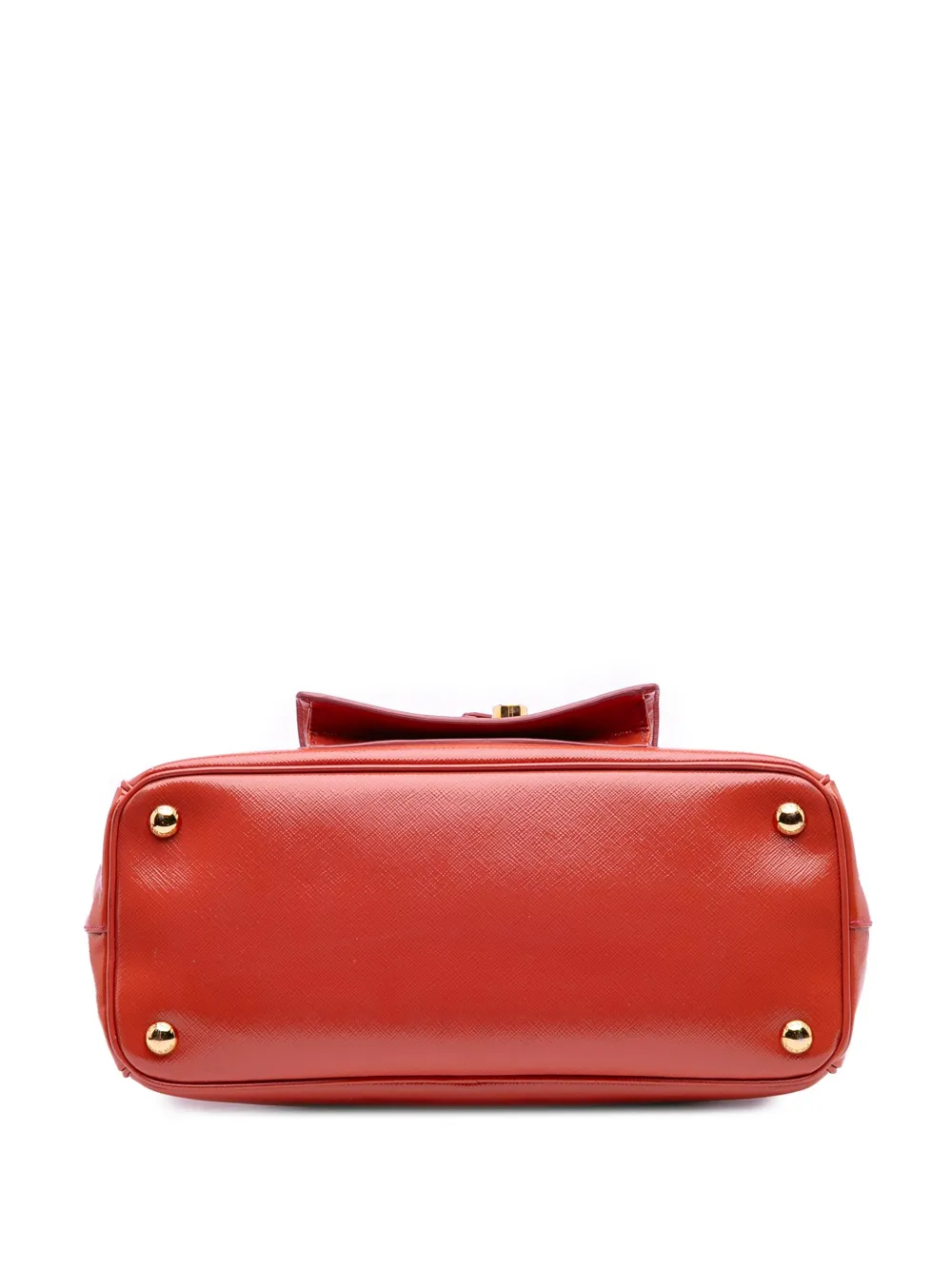 Pre-owned Prada 2010-2025 Saffiano Vernice Front Pocket Galleria Double Zip Satchel In Red