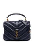 Saint Laurent Pre-Owned 2017 Medium Chevron Calfskin and Suede Monogram College Bag satchel - Blue