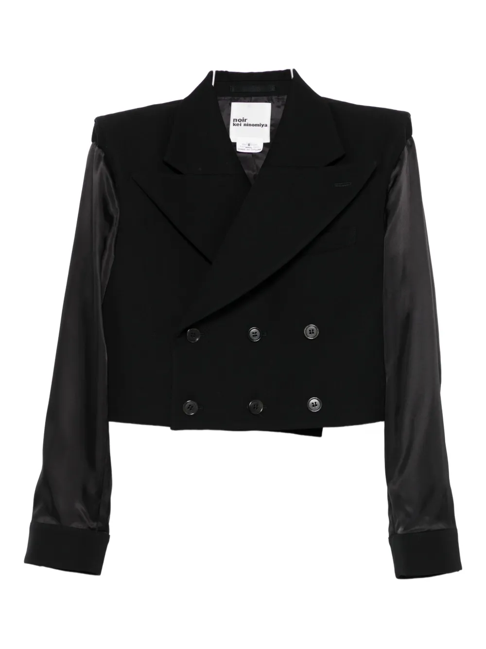 Noir Kei Ninomiya Double-breasted Satin-sleeve Jacket In Black