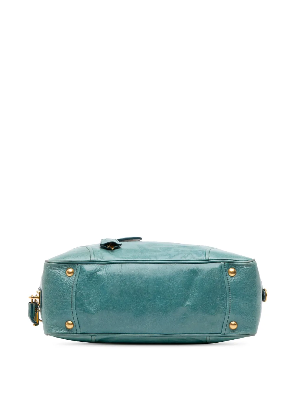 Pre-owned Prada 2010-2025 Vitello Shine Satchel In Blue