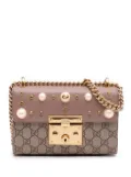 Gucci Pre-Owned 2016-2025 Small GG Supreme Pearl Studded Padlock crossbody bag - Brown