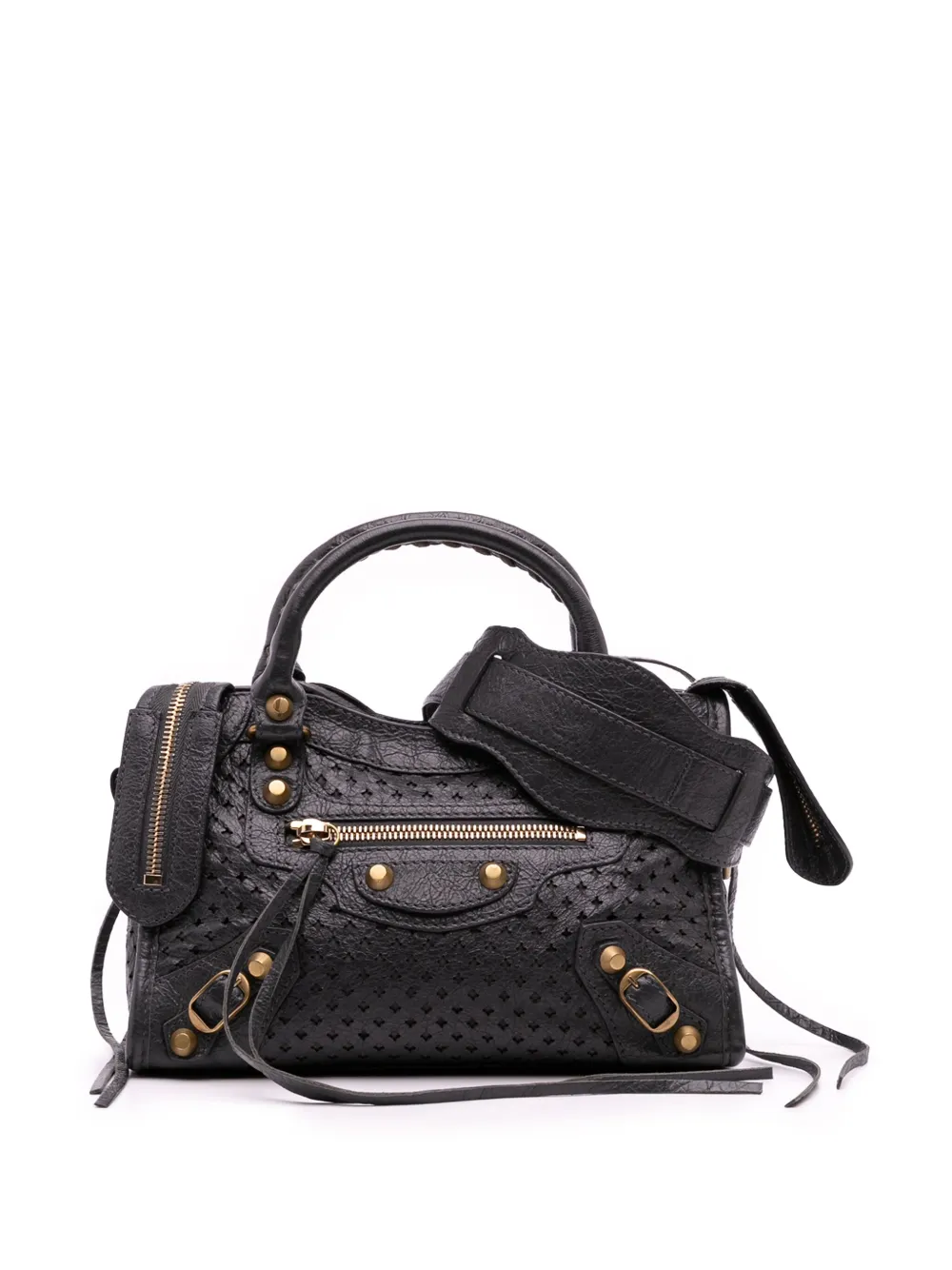 Balenciaga Pre-Owned 2018 Mini Lambskin Motocross Stadio Laser Cut Cross Classic City satchel | Grey | Image 1