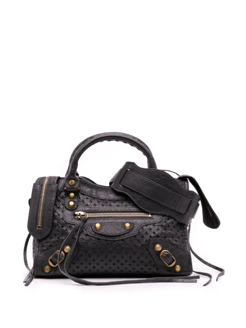 Balenciaga Pre-Owned 2018 Mini Lambskin Motocross Stadio Laser Cut Cross Classic City satchel