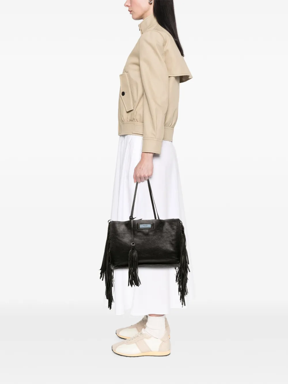 Prada Pre-Owned 2013-2025 Glace Calf Fringed Etiquette tote bag | Pre-Owned | Image 2