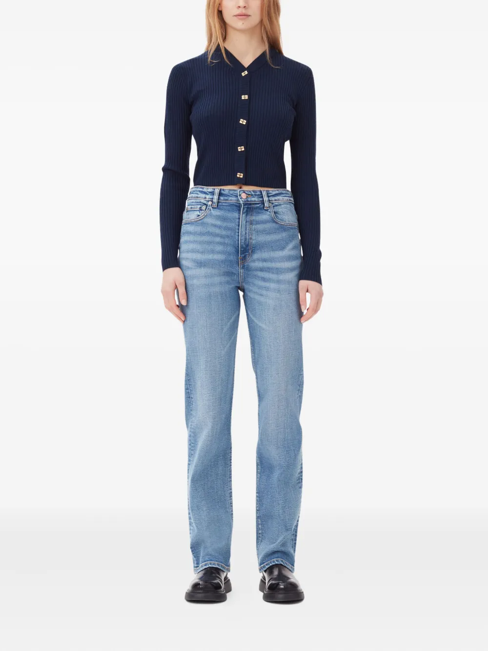 GANNI Stretch katoenen jeans - Blauw