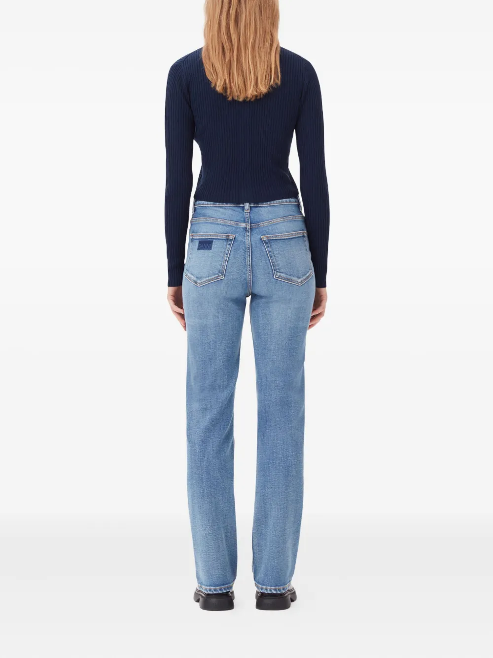 GANNI Stretch katoenen jeans Blauw