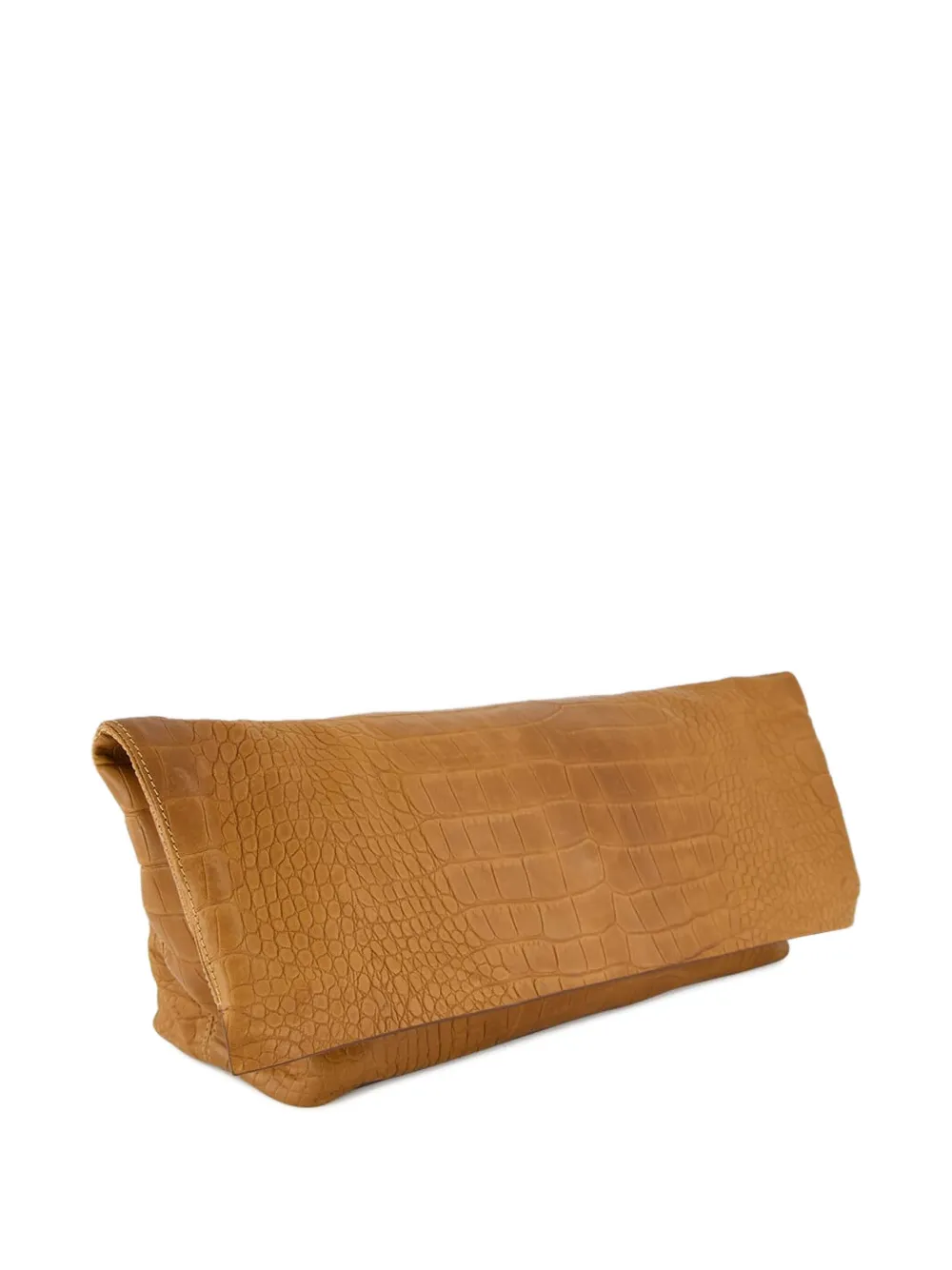 Johanna Ortiz Crocodile-embossed Clutch Bag In Brown