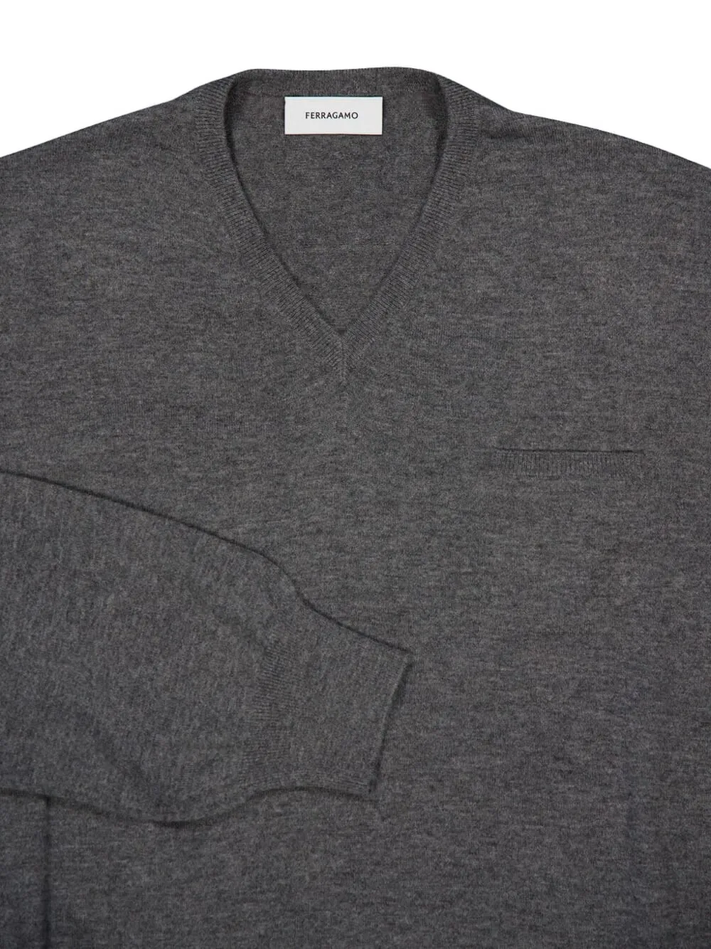 Ferragamo V-neck Wool Sweater In Gray