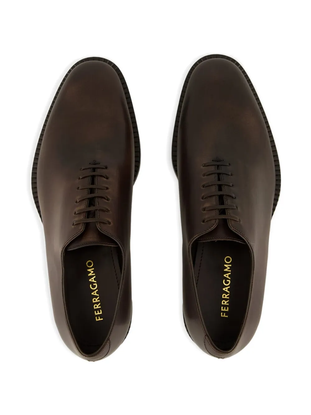 Ferragamo Man Lace-up Shoes Cocoa Size 11.5 Leather In Brown