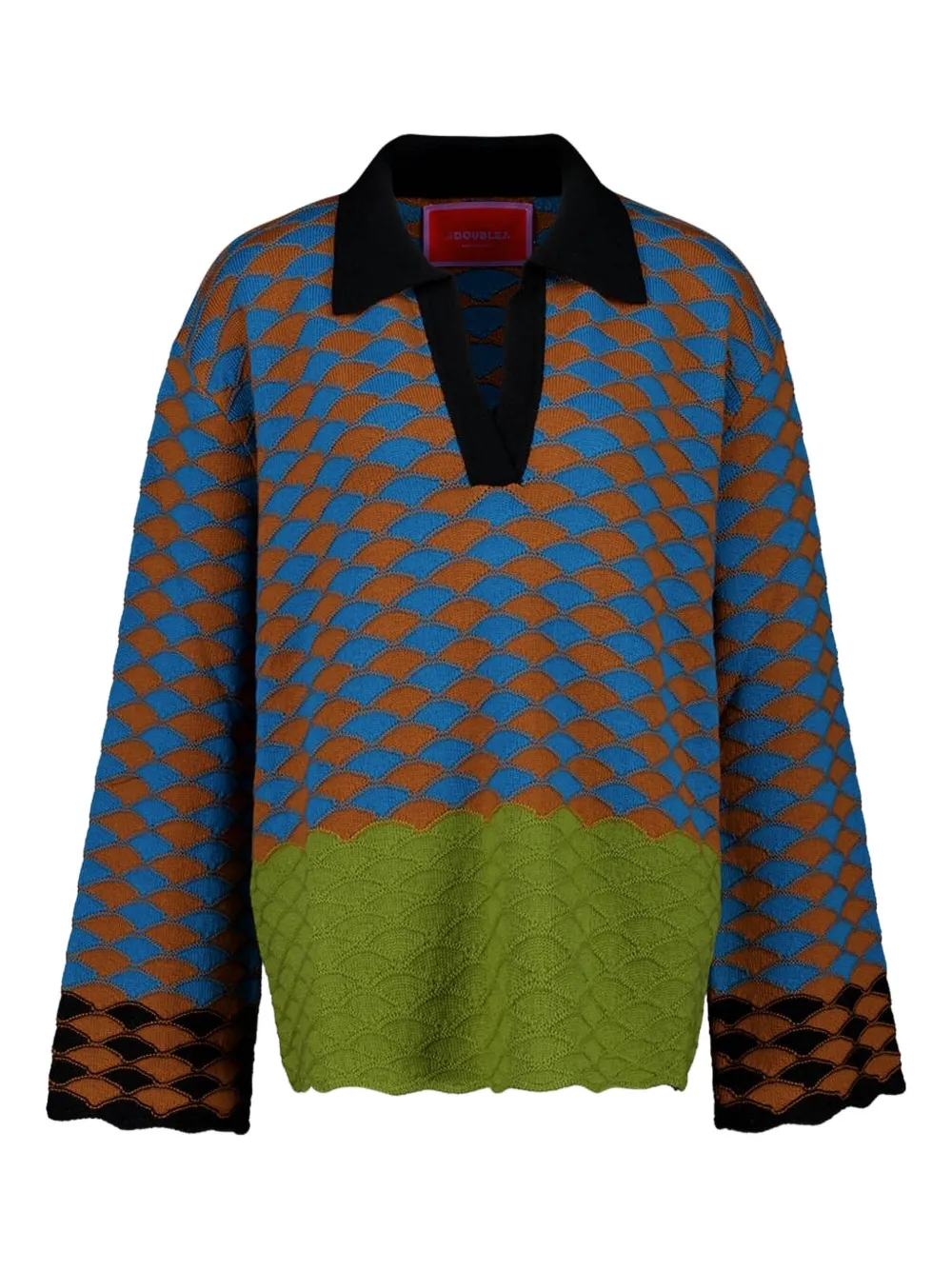 La DoubleJ geometric-pattern wool top | Blue | Image 1