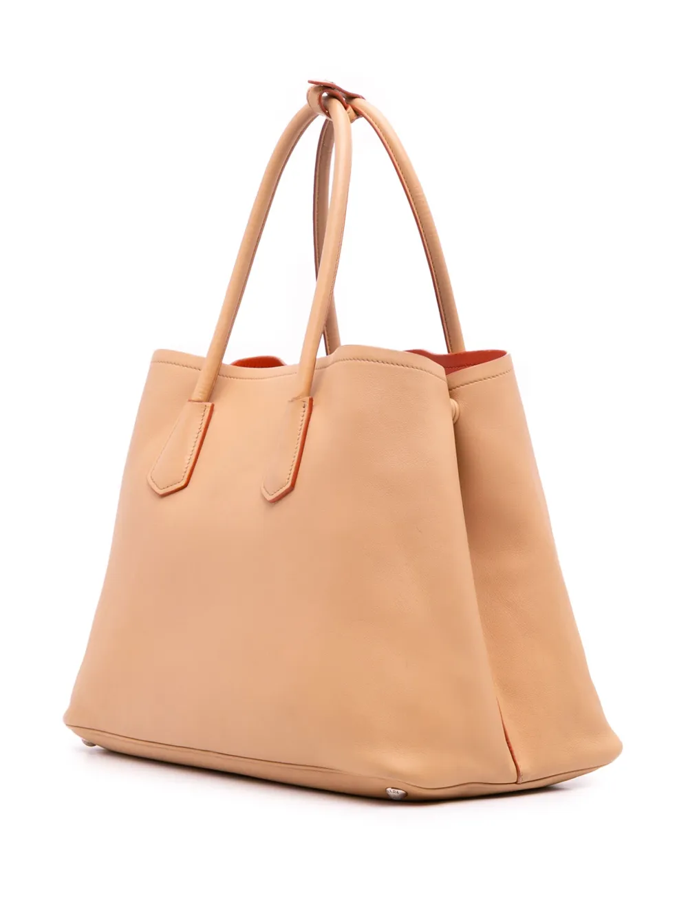 Pre-owned Prada 2010-2025 Large City Calf Double Satchel In Orange