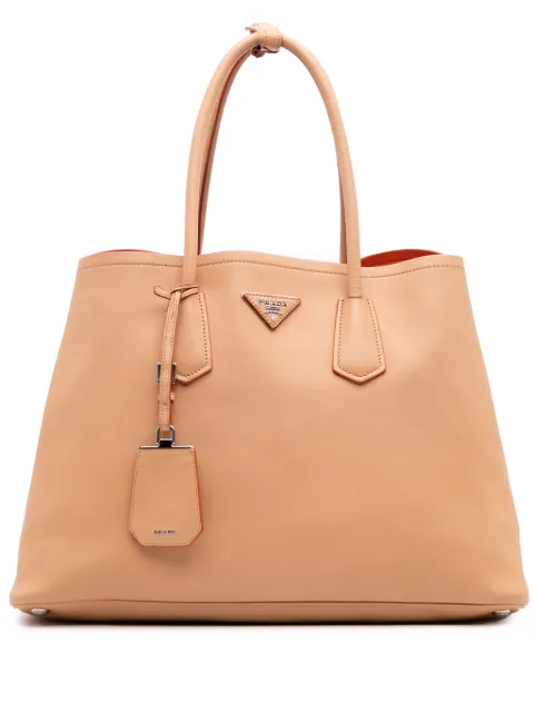 Prada Pre-Owned 2010-2025 große City Double Satchel-Tasche aus Kalbsleder
