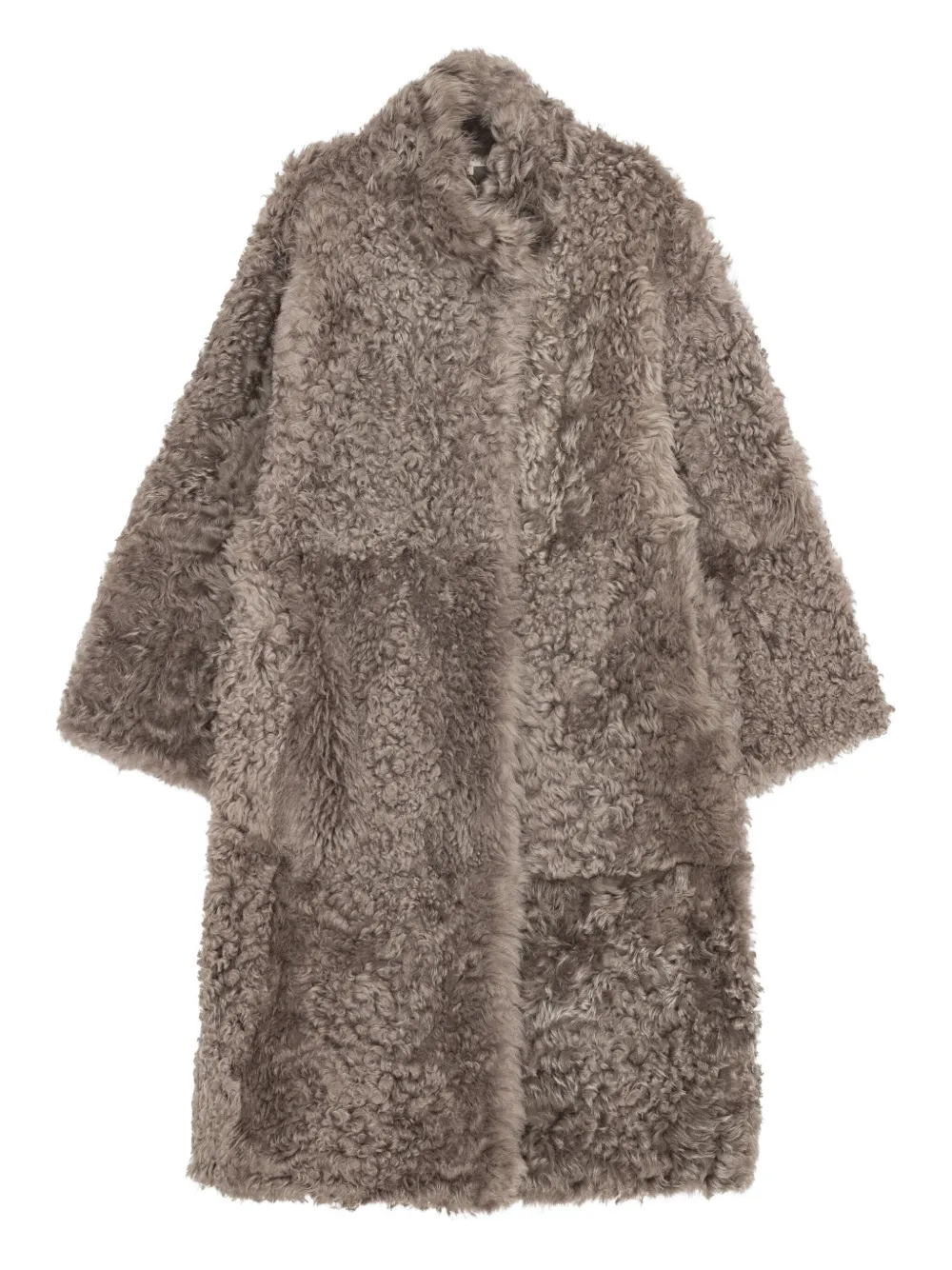 Remain Birger Christensen Shearling Leather Coat In Gray