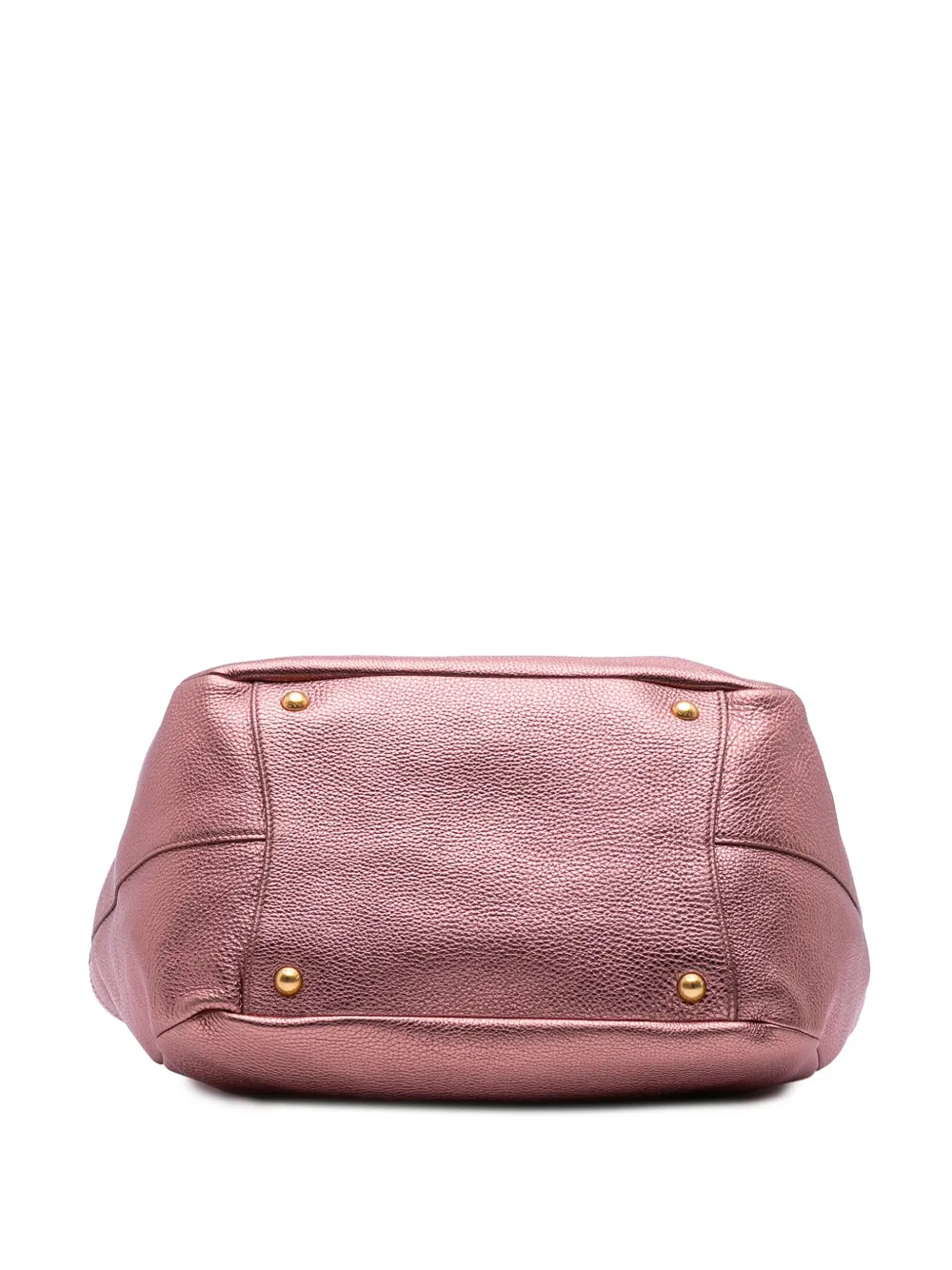 Pre-owned Prada 2010-2025 Metallic Vitello Daino Double Pocket Tote Bag In Pink